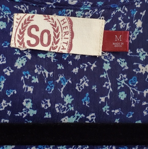 SO HERITAGE BLUE FLORAL KIMONO/coverup SIZE M - Picture 2 of 8